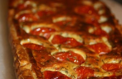 Tarte verte aux tomates cerises