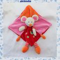 Doudou Plat Carré Souris Blanc Rose Orange Rouge Escargot Ronds Noeuds Nicotoy