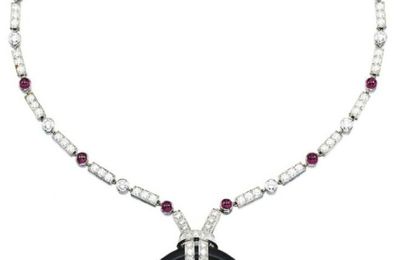 Diamond, Onyx, Ruby and Emerald Pendent Necklace, 'Panthère', Cartier