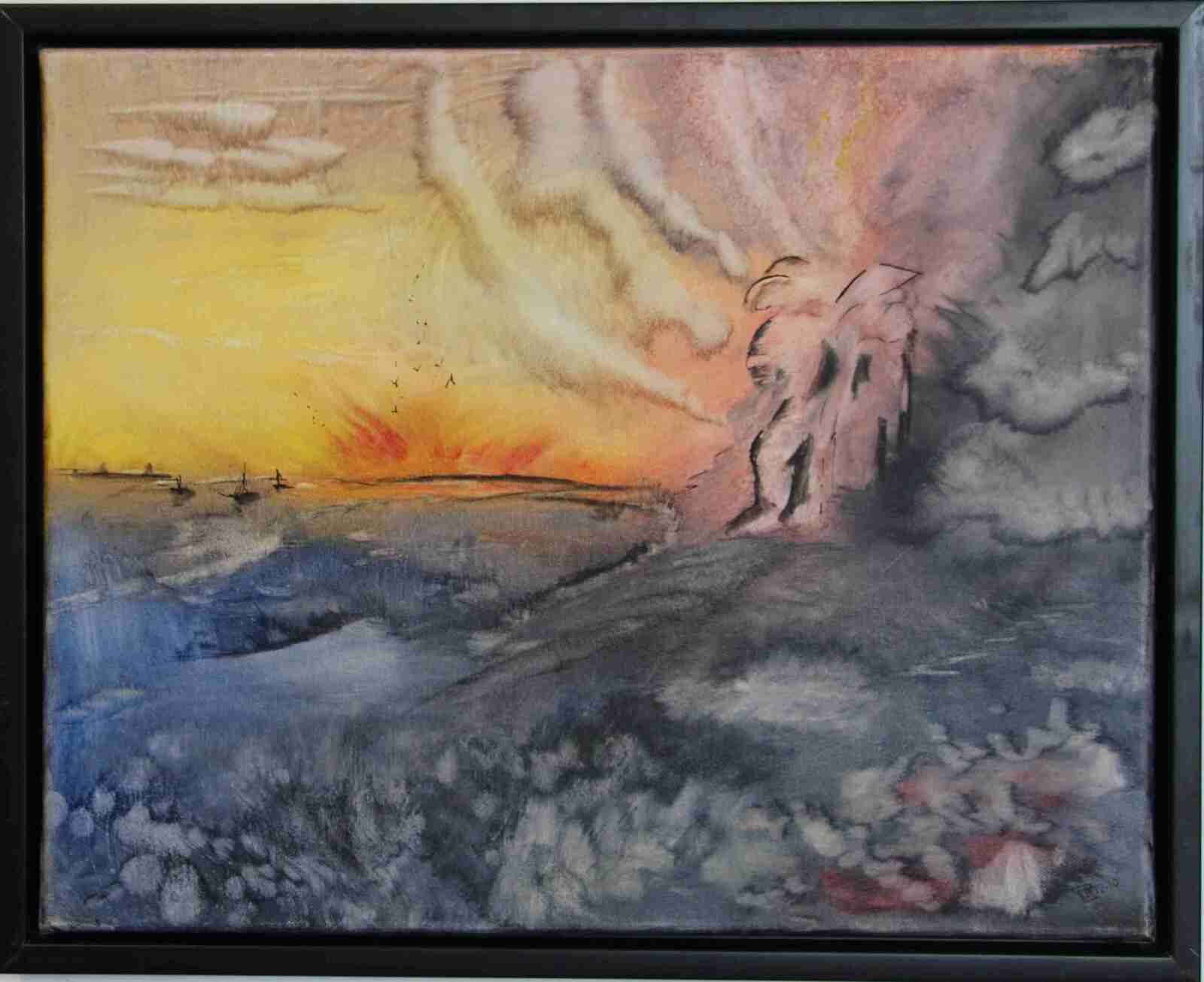 Eruption acryl 2010- 40 X 50cm - cadre noir (n°171)-