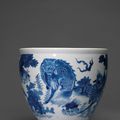 A blue and white jardinière, Kangxi period (1662-1722)