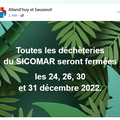 FERMETURE des déchèteries du SICOMAR