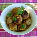 Boulettes de viande hachée/pommes de terre, à l'échalote et raisins secs épicés ( Babette de Rozières )