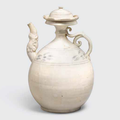 A white glazed ewer and lid with underglaze iron decoration, Trần dynasty, 13th-14th century