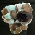 Smoky Quartz and Amazonite with a small patch of clear & purple Fluorite