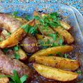 Saucisses de Toulouse, pommes de terre rôties, sauce à l'érable et soja 