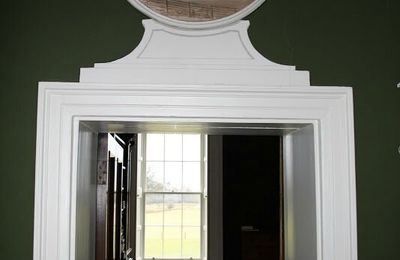 Michael Dillon. Trompe l'oeil over door Roundel painted in monochrome; Co Meath, Ireland, 2010