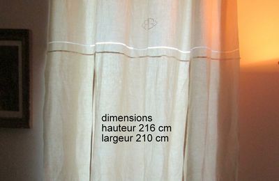 rideau STORE lin beige initiales PG JOURS/RECYCLAGE DRAP ANCIEN EN LIN 