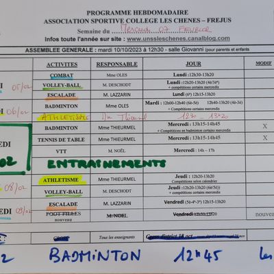 PROGRAMME HEBDO semaine du 7 février 