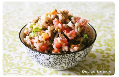 SALADE DE RIZ COMPLET ET DE LENTILLES VERTES