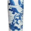 A blue and white 'Figural' sleeve vase, Transitional period, circa 1640-1650
