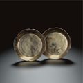 A pair of foliate-shaped silver dishes, Northern Song dynasty, 10th century