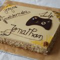 Entremet Poire-Chocolat avec déco manette X-Box