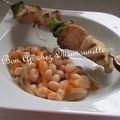 Brochettes de filet de poulet mariné avec figue et poivron aux cocos de Paimpol 