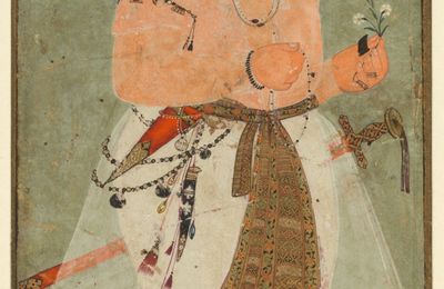 A Mughal Prince, Perhaps Danyal, Holding a Sprig of Flowers, c. 1580–90, Mughal India, court of Akbar