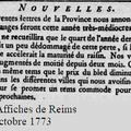 Lundi 04 Octobre 1773 LES VENDANGES S’ANNONCENT MÉDIOCRES