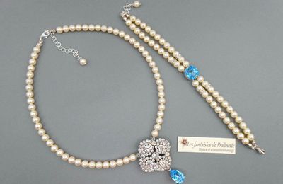 Une petite touche de bleu et des perles