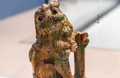 Sancai Pottery Lion, Gongxian Ware, Tang Dynasty (618-907)