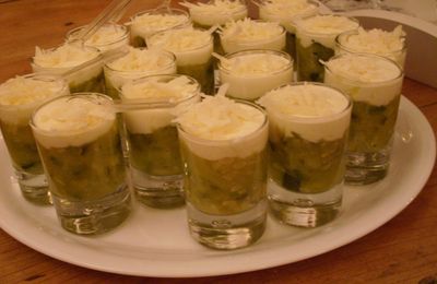 Verrines : caviar de courgettes et crème de parmesan