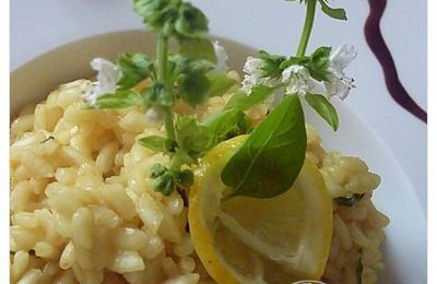 Risotto au citron confit, gingembre et basilic.....