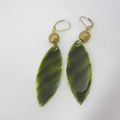 Boucles d'oreilles clips feuilles,Collier cabochon silhouette et boucles d'oreilles ethniques kaki