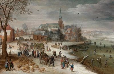 Jan Brueghel  le Jeune (Anvers 1601-1678) et atelier. « Paysage de neige : vue des bords de l'Escaut à Schelle »