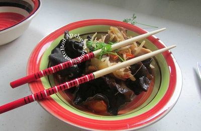 Filets de dinde champignons noirs et rosés, soja, au sirop d'érable et sauce soja, Jour de l'An chinois