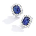 Pair of 20.10 and 20.00 carats Burmese Sapphire and Diamond Earclips