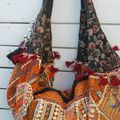 Boho sac broderie vintage, assemblage à la main - bohème chic - modèle unique - zippée - sac à main ou sac à dos