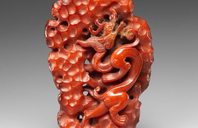 Dragon climbing a rock, Yuan dynasty (1271–1368), 14th century