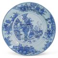 A Dutch Delft blue and white large charger, circa 1680-1700