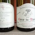 Rossignol-Trapet : Gevrey-Chambertin vieilles vignes 2020, Côtes du Rhône : Laurent Charvin : millésime 2021