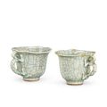 A pair of ge-type chilong-handled cups, Qing dynasty