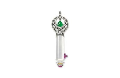 Icy jadeite, jadeite and diamond 'The Love Key' pendant, Oli