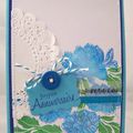 Carte bleue à fleurs