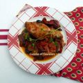 Lapin confit aux poivrons rouges grillés 