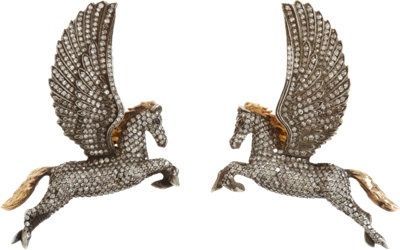 Sevan Bicakci, White & Black Diamond Pegasus Earrings