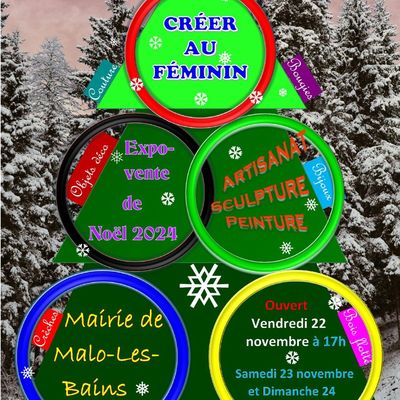 EXPO-VENTE de Noël 2024 "Créer Au Féminin" du 20 au 22 novembre 2024 à Malo-les-Bains - Place Ferdinand Schipman