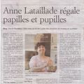 Anne de Papilles et Pupilles dans le journal Sud Ouest !