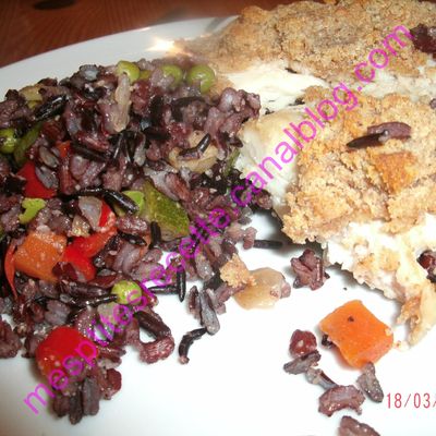 Gratin de riz sauvage et merlu