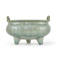 A Longquan celadon tripod incense burner, Ming dynasty