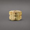A small calcified jade cong, possibly Neolithic period, Liangzhu culture (c. 3300-2250 BC)