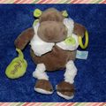 Doudou hippopotame baby nat marron vert blanc, pouet, www.doudoupeluche.fr