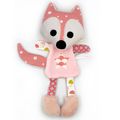 Doudou plat renard rose gris clair