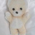 Doudou Peluche Ours Jaune Et Blanc Vintage  Boulgom 20 cm