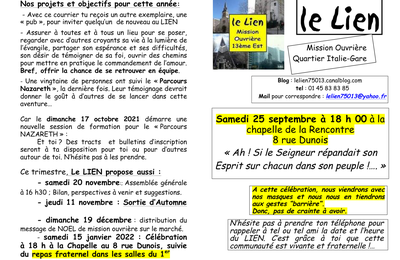 INVITATION A LA CELEBRATION DU LIEN SAMEDI 25 SEPTEMBRE A 18H !!!