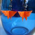 VENDUES - Origami - Boucles d'oreilles Papillons oranges à paillettes
