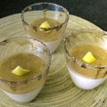 " Pana Cotta " de fromage blanc groseille et son coulis de lemon curd/groseille