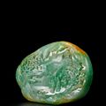 A magnificent and extremely rare jadeite 'longevity' boulder, Qianlong-Jiaqing period (1736-1820)