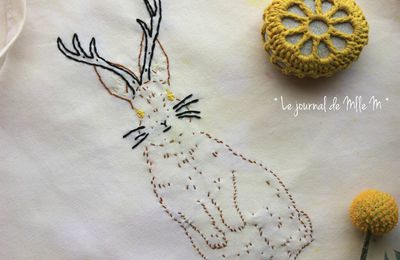 ▼▲ Pâques : Un Tote Bag Home-made Jackalope Brodé ▼▲ pour ramasser les chocolats ...